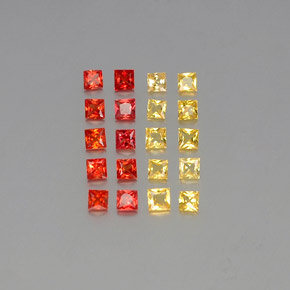 天然多色蓝宝石，方形，2.4×2.4毫米，VVS-VS