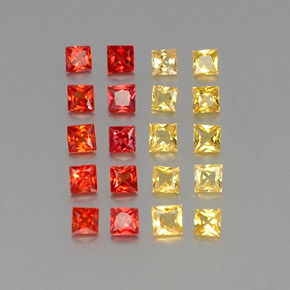 天然多色蓝宝石，方形，2.4×2.4毫米，VVS-VS