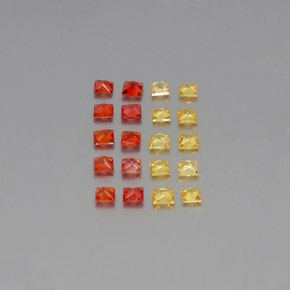 天然多色蓝宝石，方形，2.4×2.4毫米，VVS-VS