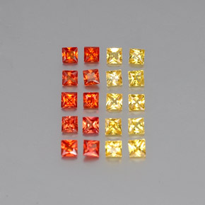 天然多色蓝宝石，方形，2.2×2.2毫米，VVS-VS