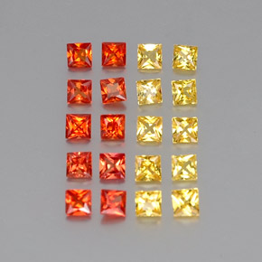 天然多色蓝宝石，方形，2.2×2.2毫米，VVS-VS
