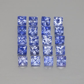 天然蓝宝石，方形，2.5×2.4毫米，VVS-VS