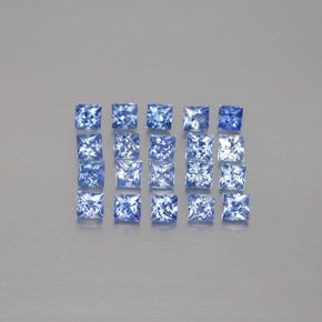 天然蓝宝石，方形，2.3×2.3毫米，VVS-VS
