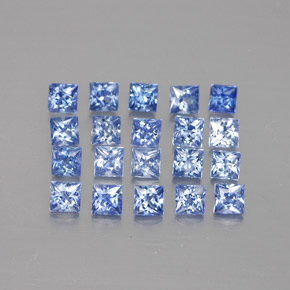 天然蓝宝石，方形，2.3×2.3毫米，VVS-VS