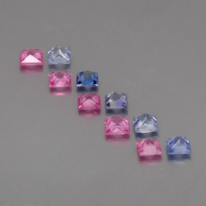 天然多色蓝宝石，方形，3.4×3.4毫米，VVS-VS