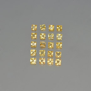 天然黄色蓝宝石，方形，2.4×2.4毫米，VVS-VS