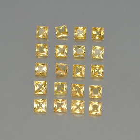 天然黄色蓝宝石，方形，2.4×2.4毫米，VVS-VS
