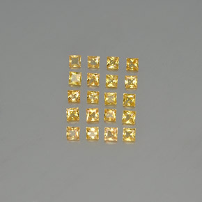 天然黄金色蓝宝石，方形，2.5×2.5毫米，VVS-VS