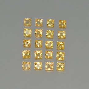 天然黄金色蓝宝石，方形，2.5×2.5毫米，VVS-VS