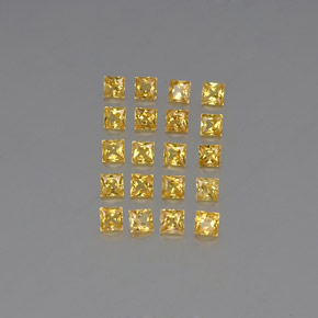 天然黄色蓝宝石，方形，2.6×2.6毫米，VVS-VS