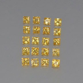 天然黄色蓝宝石，方形，2.6×2.6毫米，VVS-VS