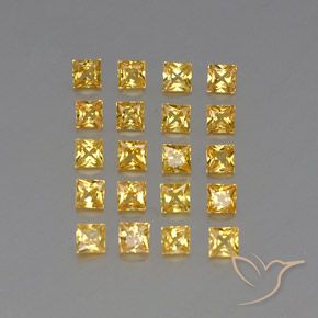 2.05天然黄色蓝宝石，方形，2.5×2.5毫米，VVS-VS