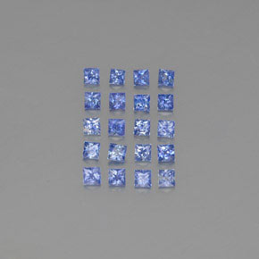 天然蓝宝石，方形，2.5×2.5毫米，VVS-VS