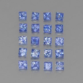天然蓝宝石，方形，2.5×2.5毫米，VVS-VS