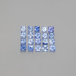 天然蓝宝石，方形，2.5×2.5毫米，VVS-VS