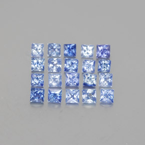 天然蓝宝石，方形，2.5×2.5毫米，VVS-VS
