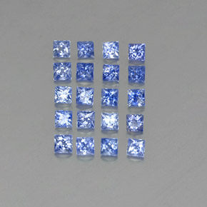 天然蓝宝石，方形，2×2毫米，VVS-VS