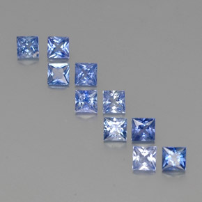 天然蓝宝石，方形，3.1×3.1毫米，VVS-VS