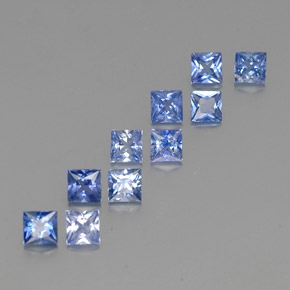 天然蓝宝石，方形，3.1×3.1毫米，VVS-VS