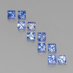 天然蓝宝石，方形，3.2×3.1毫米，VVS-VS