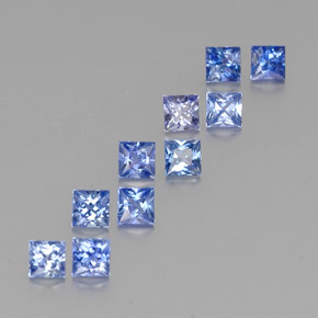 天然蓝宝石，方形，3.2×3.1毫米，VVS-VS