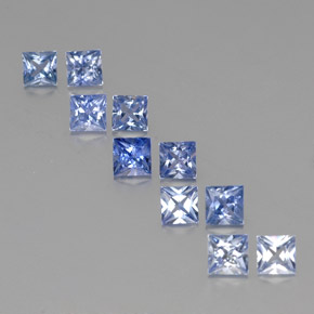 天然蓝宝石，方形，4×3.9毫米，VVS-VS