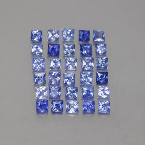 天然蓝宝石，方形，2.1×2.1毫米，VVS-VS