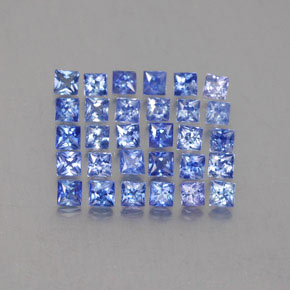 天然蓝宝石，方形，2×2毫米，VVS-VS