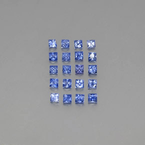 天然蓝宝石，方形，2.4×2.4毫米，VVS-VS