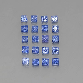天然蓝宝石，方形，2.4×2.4毫米，VVS-VS