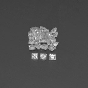 天然白色蓝宝石，方形，1.9×1.9毫米，VVS-VS