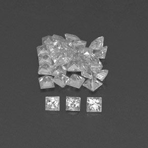 天然白色蓝宝石，方形，1.9×1.9毫米，VVS-VS
