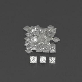 天然白色蓝宝石，方形，1.7×1.7毫米，VVS-VS
