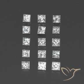 1.54天然白色蓝宝石，方形，2.6×2.5毫米，VVS-VS