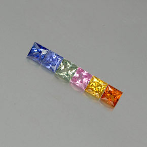 天然多色蓝宝石，方形，3.3×3.2毫米，VVS-VS