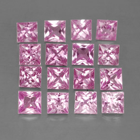 3.76天然粉色蓝宝石，方形，3.4×3.3毫米，VVS-VS
