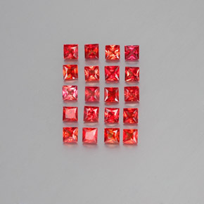 2.47天然橙色蓝宝石，方形，2.7×2.7毫米，VVS-VS