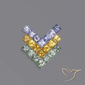 2.76天然多色蓝宝石，方形，2.6×2.6毫米，VVS-VS