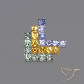 2.76天然多色蓝宝石，方形，2.6×2.6毫米，VVS-VS