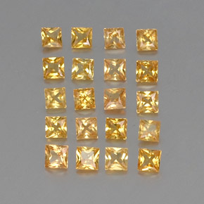 天然黄色蓝宝石，方形，2.5×2.4毫米，VVS-VS