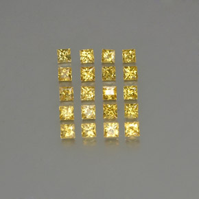 天然黄金色蓝宝石，方形，2.6×2.6毫米，VVS-VS