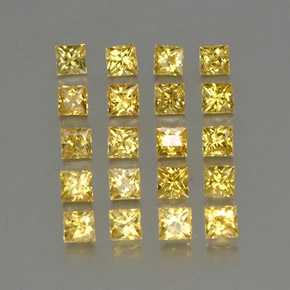天然黄金色蓝宝石，方形，2.6×2.6毫米，VVS-VS