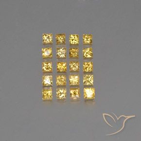 2.46天然黄色蓝宝石，方形，2.5×2.5毫米，VVS-VS