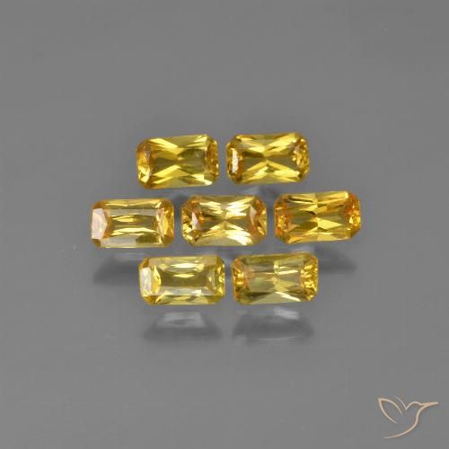1.97天然黄色蓝宝石，祖母绿式切割，4.9×2.9毫米，VS