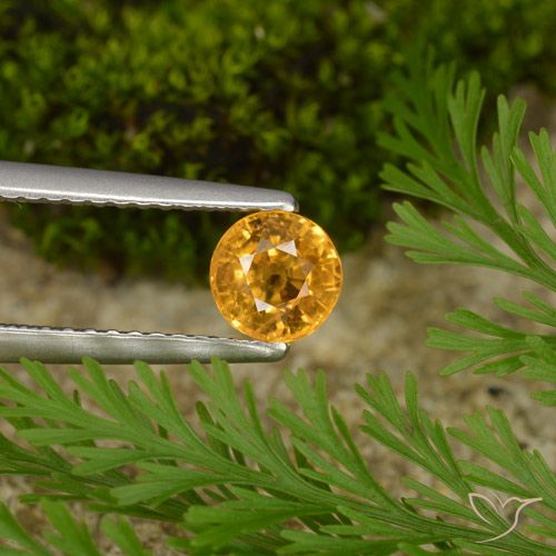 0.73ct 天然 深橙色-金色 蓝宝石, 圆形的, VS