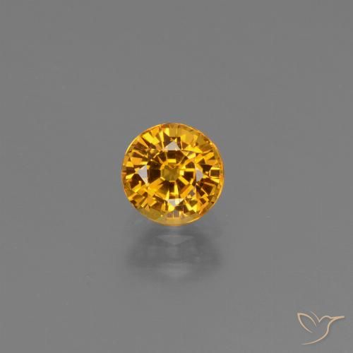 0.74ct 天然 深橙色-金色 蓝宝石, 圆形的, VS