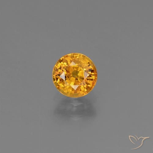 0.77ct 天然 深橙色-金色 蓝宝石, 圆形的, VS