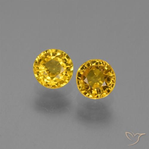 1.28ctw 天然 金色 蓝宝石, 圆形的, VS