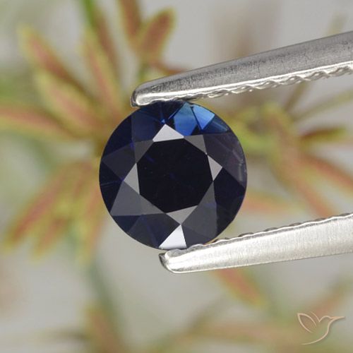 0.62ct 天然 海军蓝 蓝宝石, 圆形的, VVS