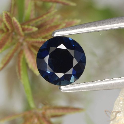 0.62ct 天然 海军蓝 蓝宝石, 圆形的, VS